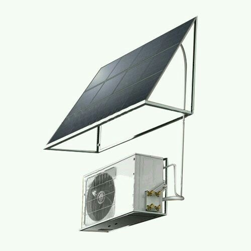 Solar powered air conditioning system with mounted solar panel